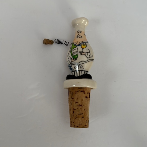 Lot of 6 Bottle Stoppers & Pourers Olivia Riegel Pineapple and Mud Pie Chef - Picture 3 of 6